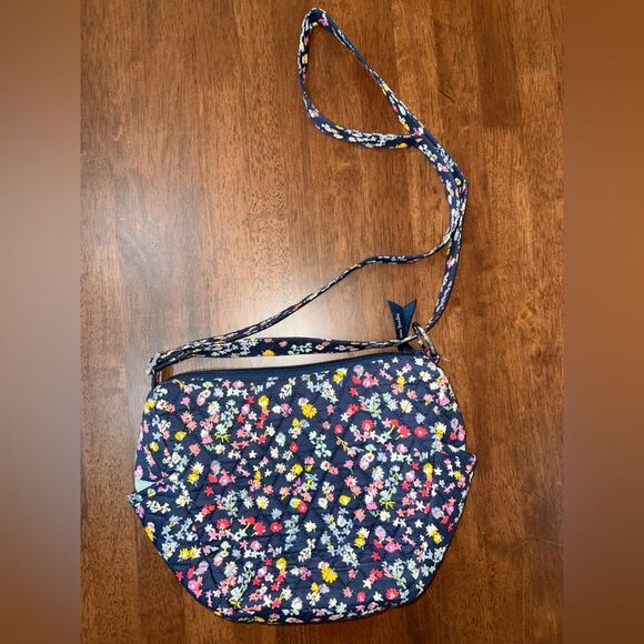 Vera Bradley Quilted Floral Crossbody Shoulder Bag Zip Pockets Adjustable Strap - Picture 4 of 12